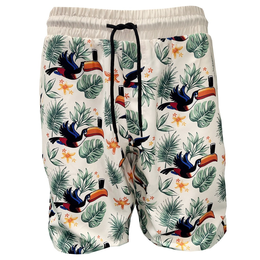 Guinness Toucan Hawaiian Print Swim Shorts in Cream