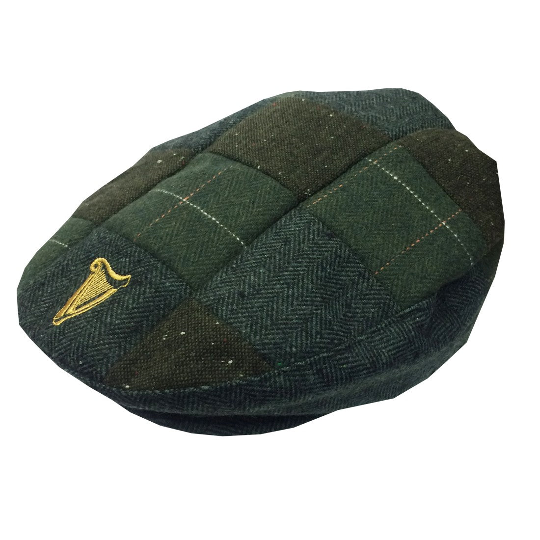 Guinness Tweed & Check Patch Flat Cap in Green
