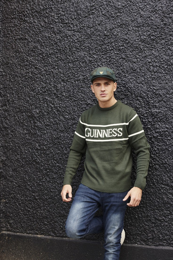 Guinness Tweed & Check Patch Flat Cap in Green