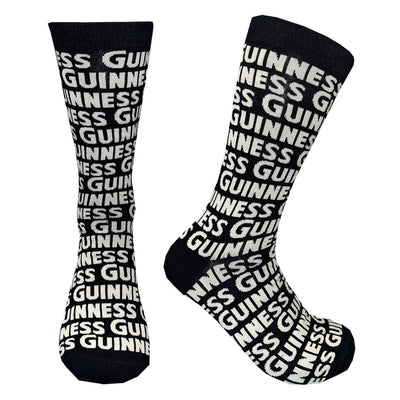 Guinness Word Bamboo Socks in Black & Cream