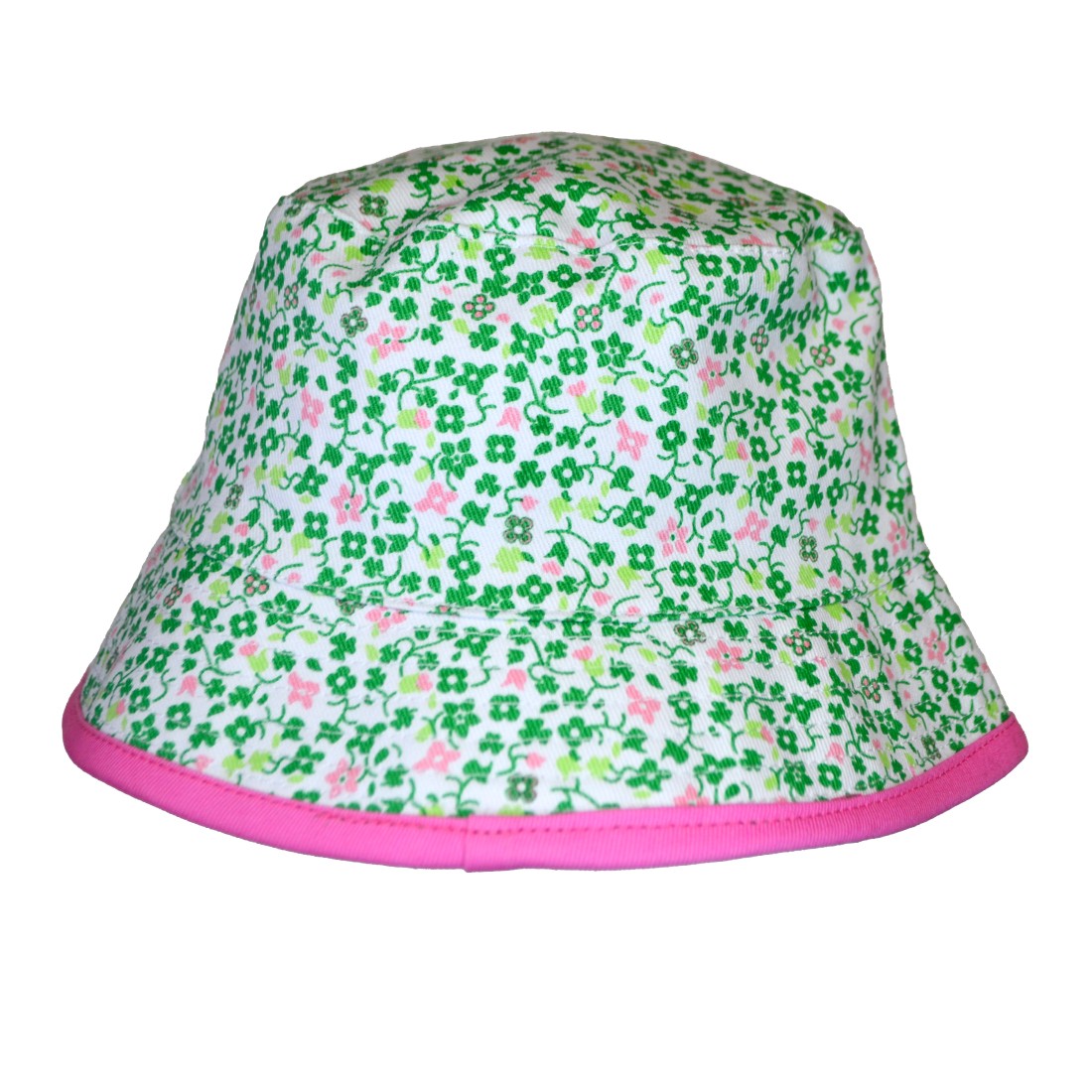 Ireland All-Over Shamrock Kids Bucket Hat in Green & Pink