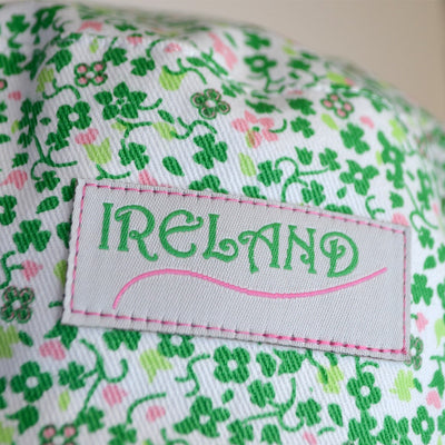 Ireland All-Over Shamrock Kids Bucket Hat in Green & Pink
