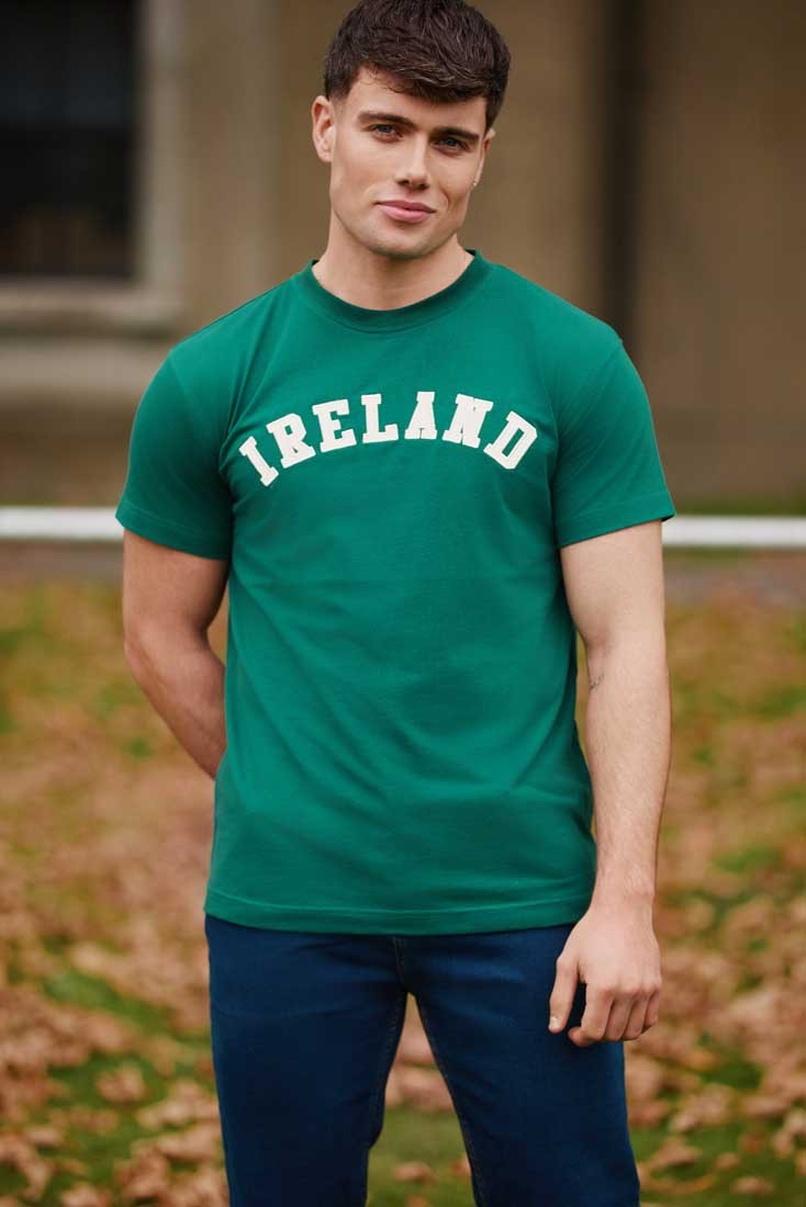 Ireland Appliqué T-Shirt in Evergreen & Cream