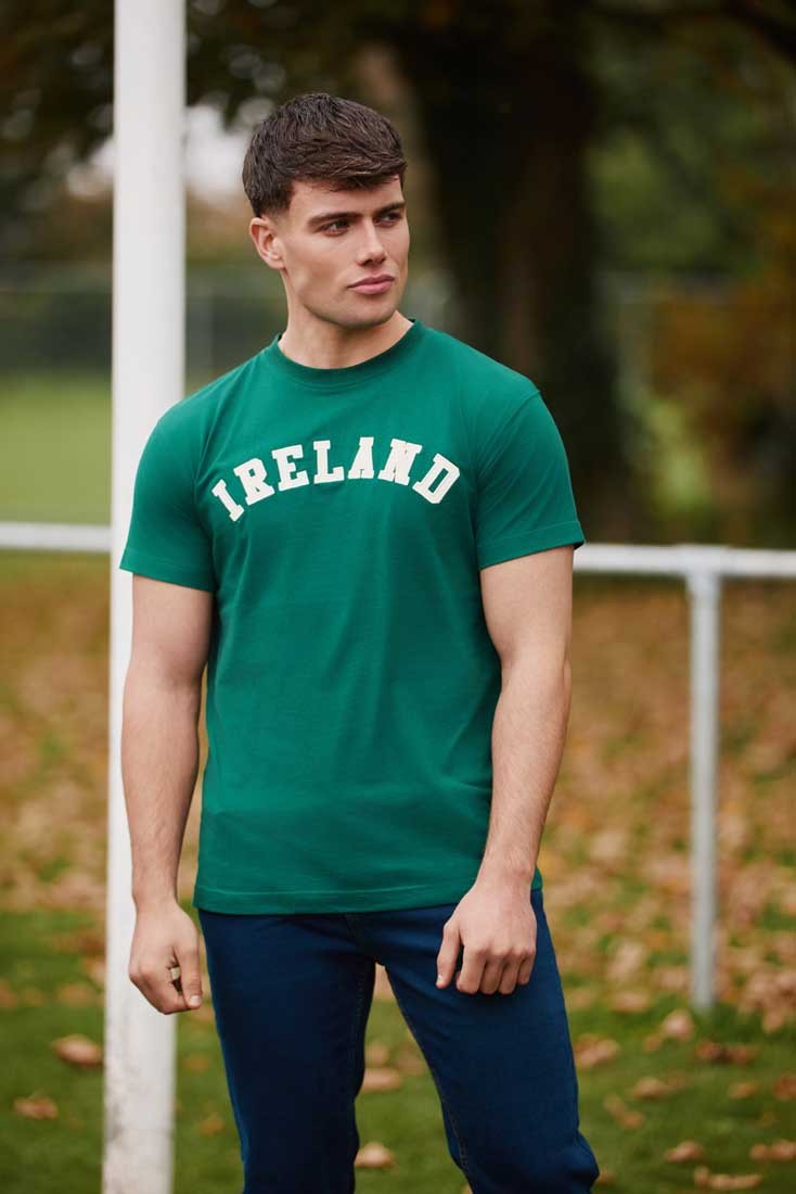 Ireland Appliqué T-Shirt in Evergreen & Cream