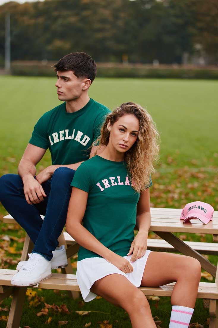 Ireland Appliqué T-Shirt in Evergreen & Cream