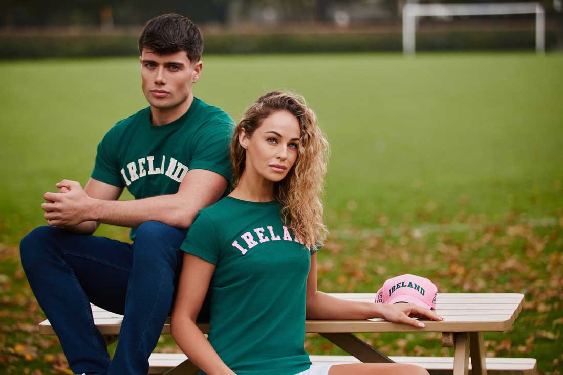 Ireland Appliqué T-Shirt in Evergreen & Cream