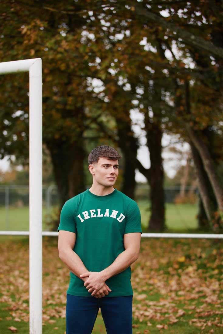 Ireland Appliqué T-Shirt in Evergreen & Cream