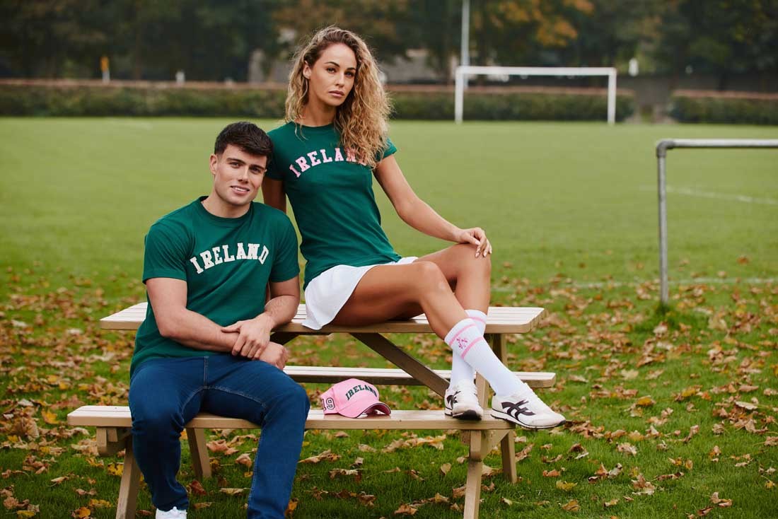 Ireland Appliqué T-Shirt in Evergreen & Cream