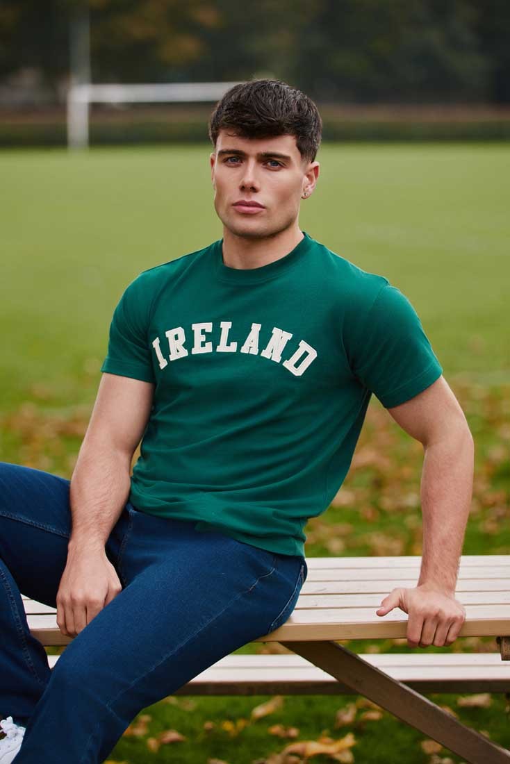 Ireland Appliqué T-Shirt in Evergreen & Cream