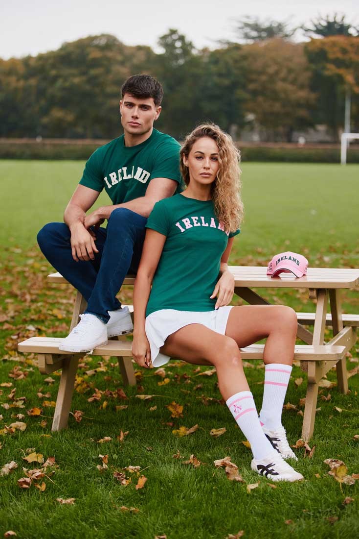 Ireland Appliqué T-Shirt in Evergreen & Cream