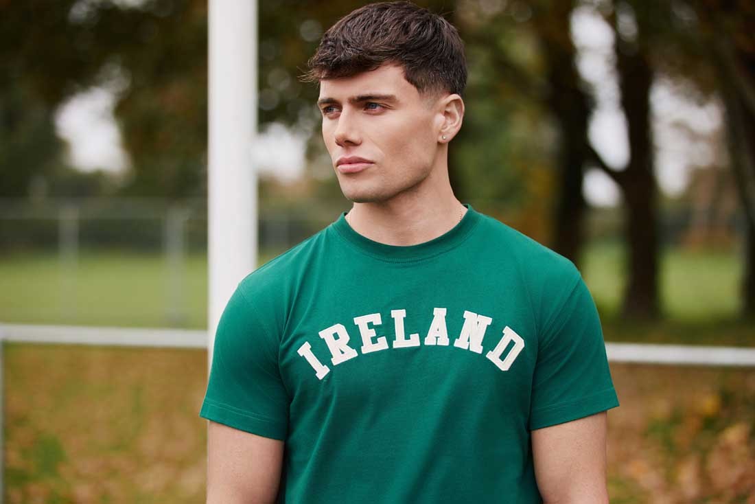 Ireland Appliqué T-Shirt in Evergreen & Cream