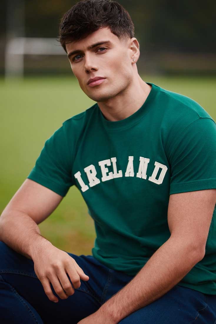 Ireland Appliqué T-Shirt in Evergreen & Cream