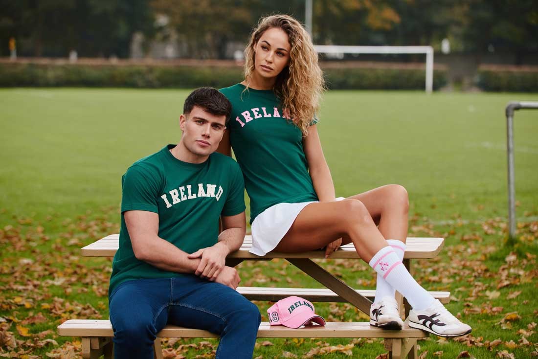 Ireland Appliqué T-Shirt in Evergreen & Cream