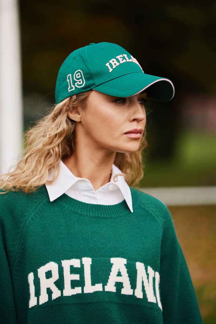 Ireland Baseball Cap in Evergreen & Pink