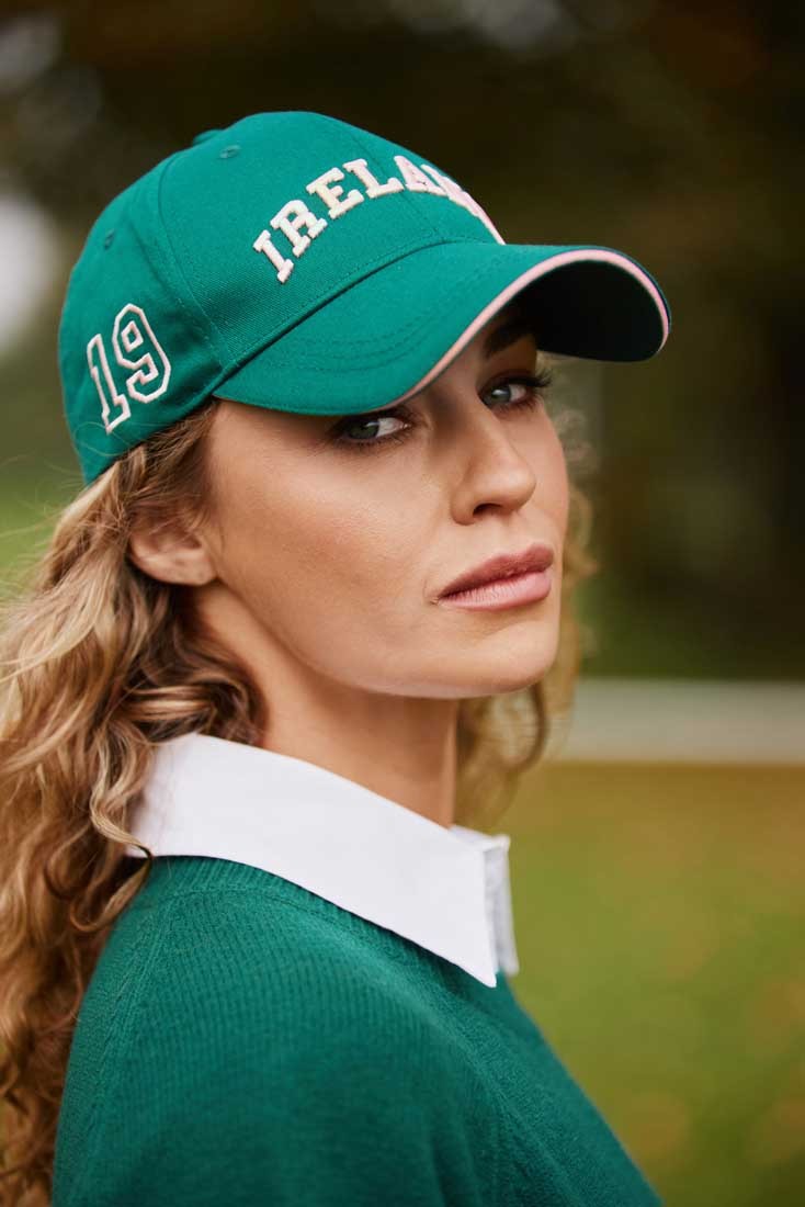Ireland Baseball Cap in Evergreen & Pink