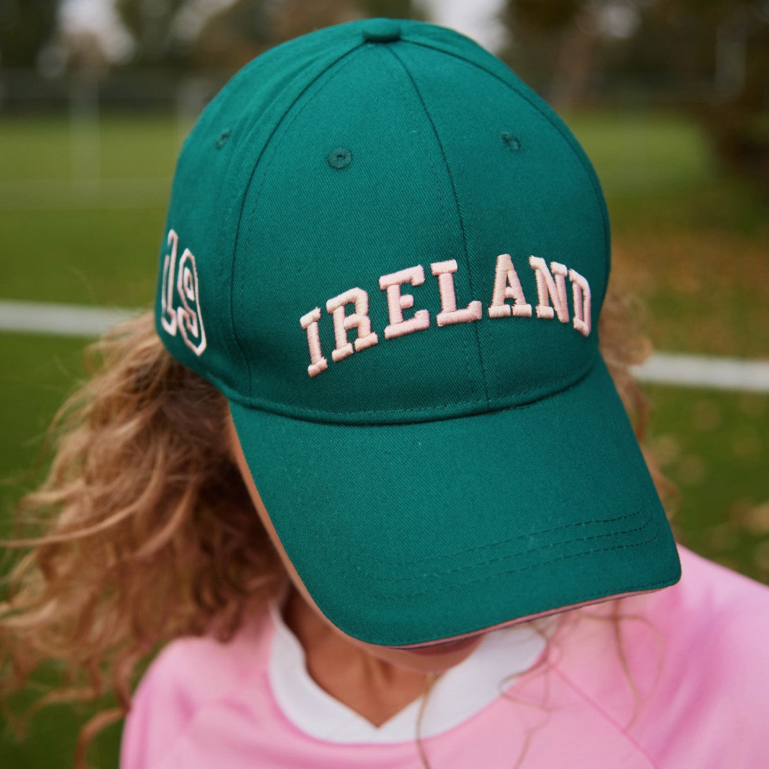 Ireland Baseball Cap in Evergreen & Pink