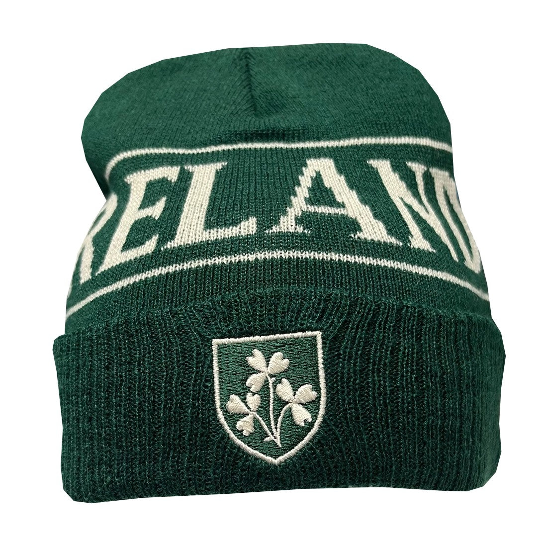 Ireland Beanie Hat in Bottle Green & Cream