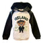 Ireland Bear Kids Raglan Hoodie in Mid Green & Cream