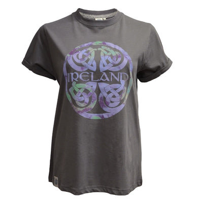 Ireland Celtic Design Ladies T-shirt in Pewter Grey