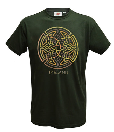 Ireland Celtic Design Mens T-shirt in Bottle Green