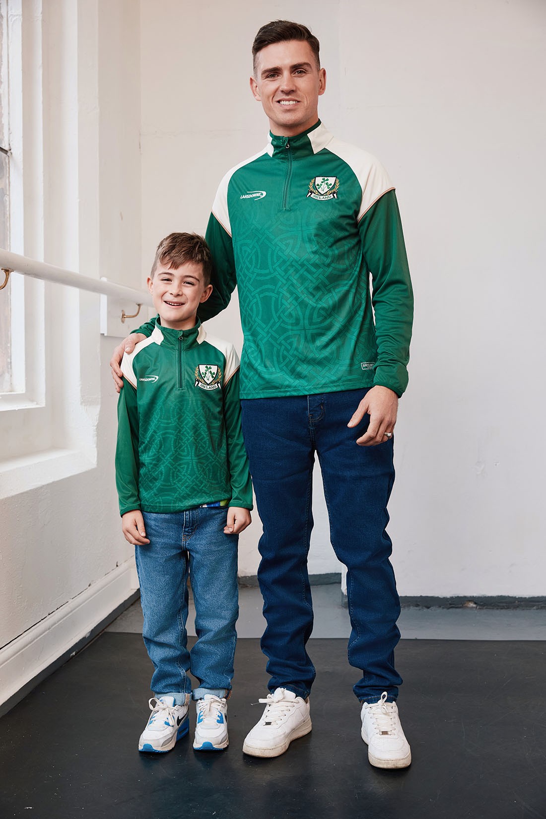 Ireland Celtic Sublimated Kids 1/4 Zip Top in Bottle Green
