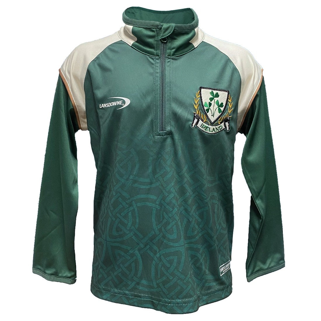 Ireland Celtic Sublimated Kids 1/4 Zip Top in Bottle Green