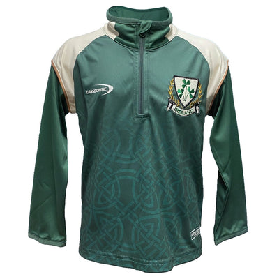 Ireland Celtic Sublimated Kids 1/4 Zip Top in Bottle Green