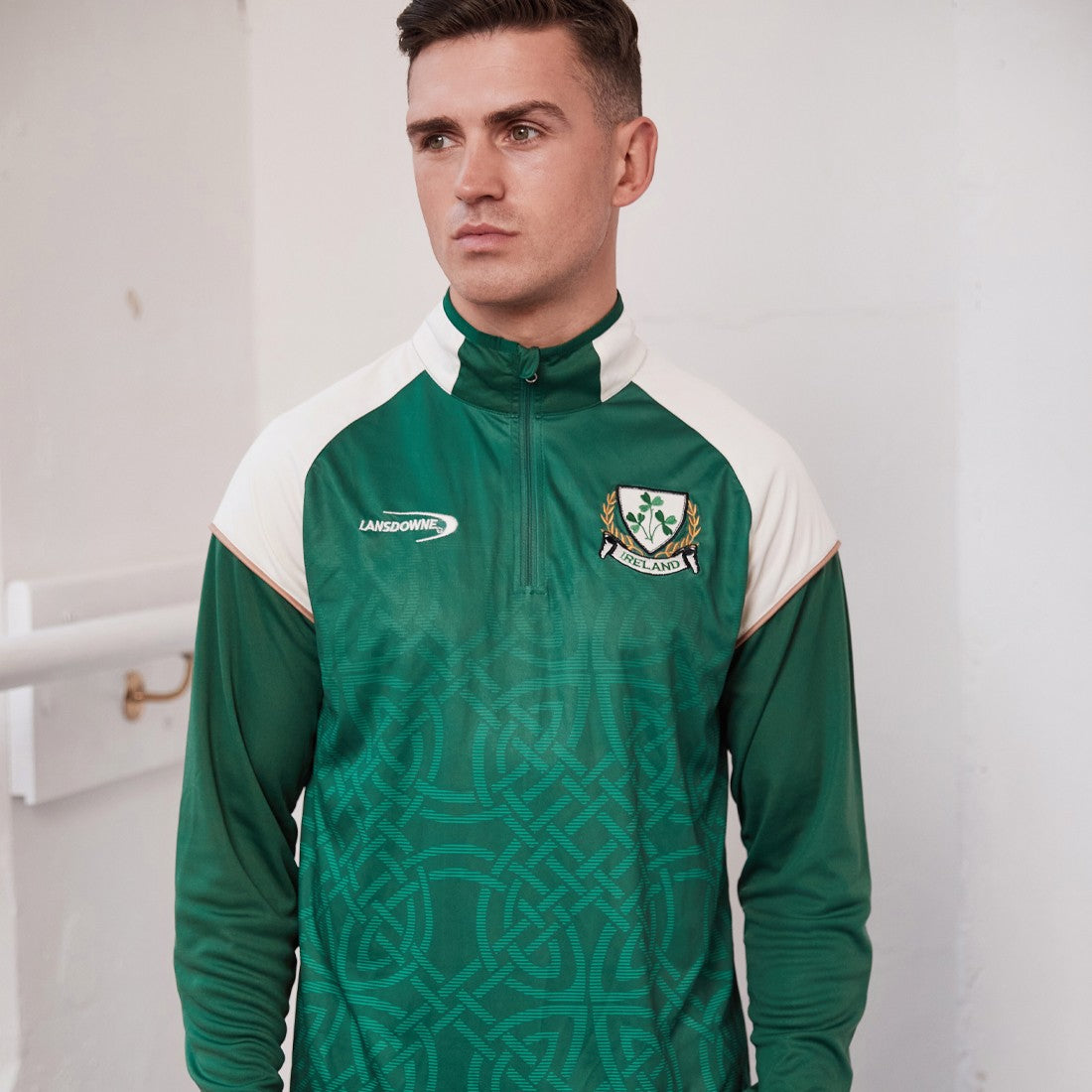 Ireland Celtic Sublimated Performance 1/4 Zip Top in Bottle Green