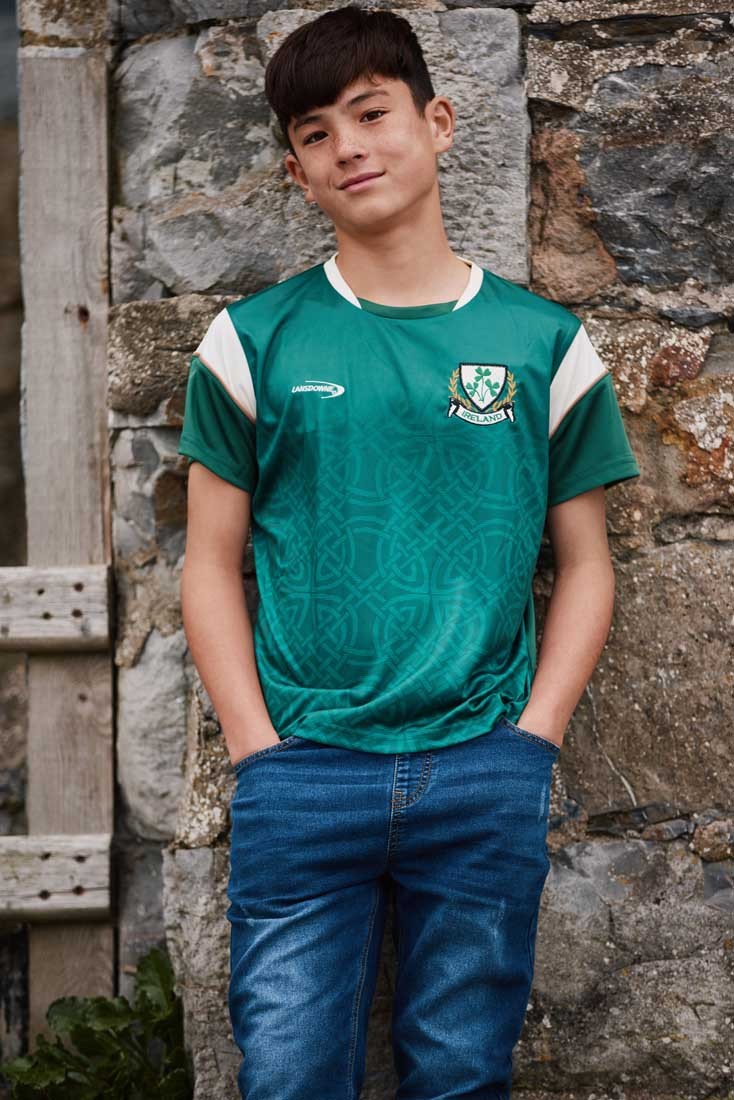Ireland Celtic Sublimated Performance Kids Top in Bottle Green