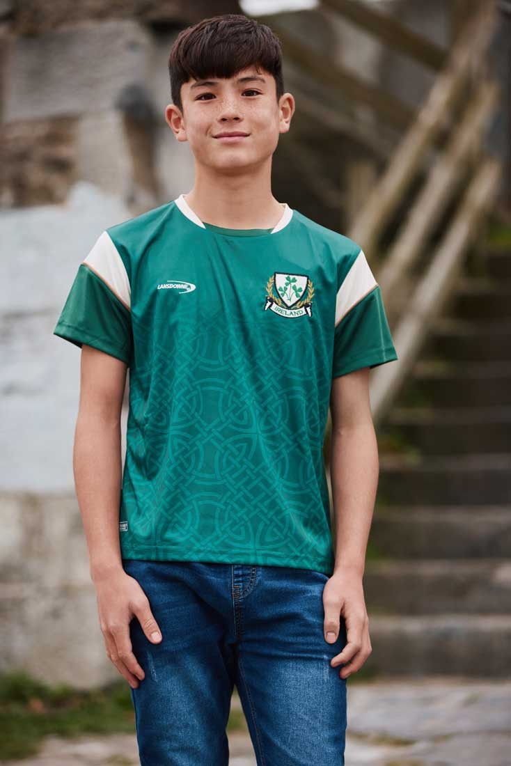 Ireland Celtic Sublimated Performance Kids Top in Bottle Green