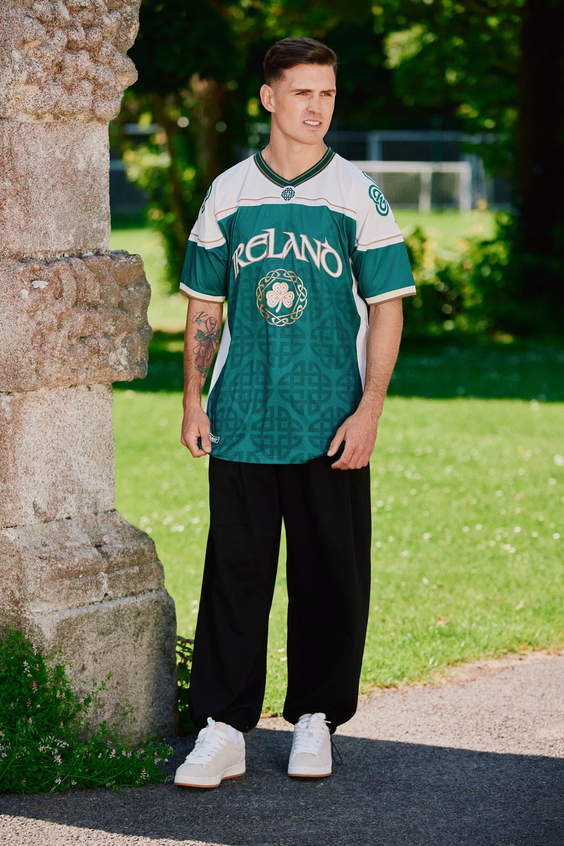 Ireland Celtic USA Football Top in Green & Cream