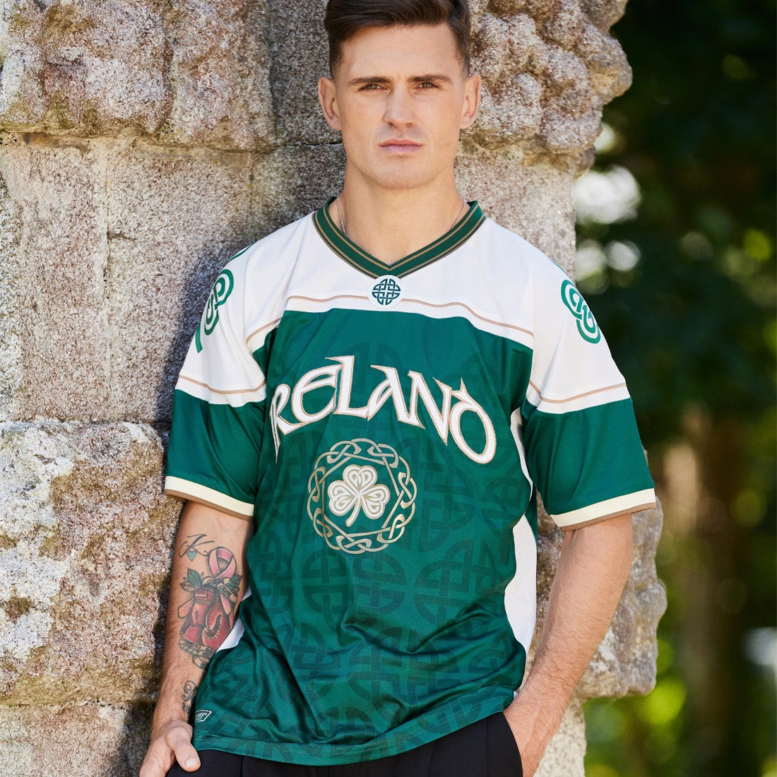 Ireland Celtic USA Football Top in Green & Cream