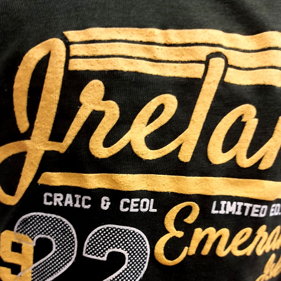 Ireland Craic & Ceol 1922 T-shirt in Bottle Green & Yellow