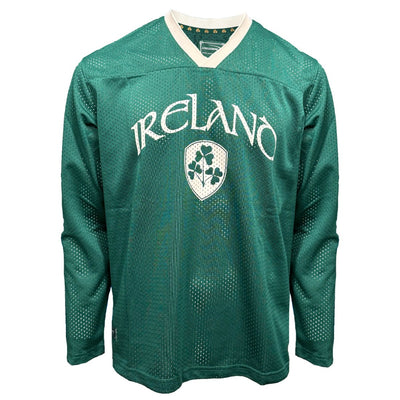 Ireland Crest Long Sleeve Mesh Top in Green & Cream