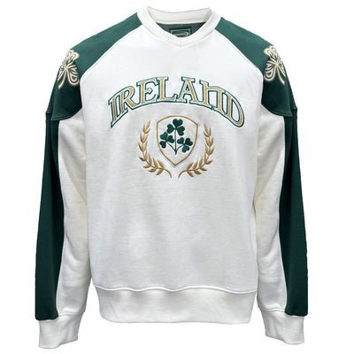 Ireland Crest V-Neck USA Top in Cream & Green