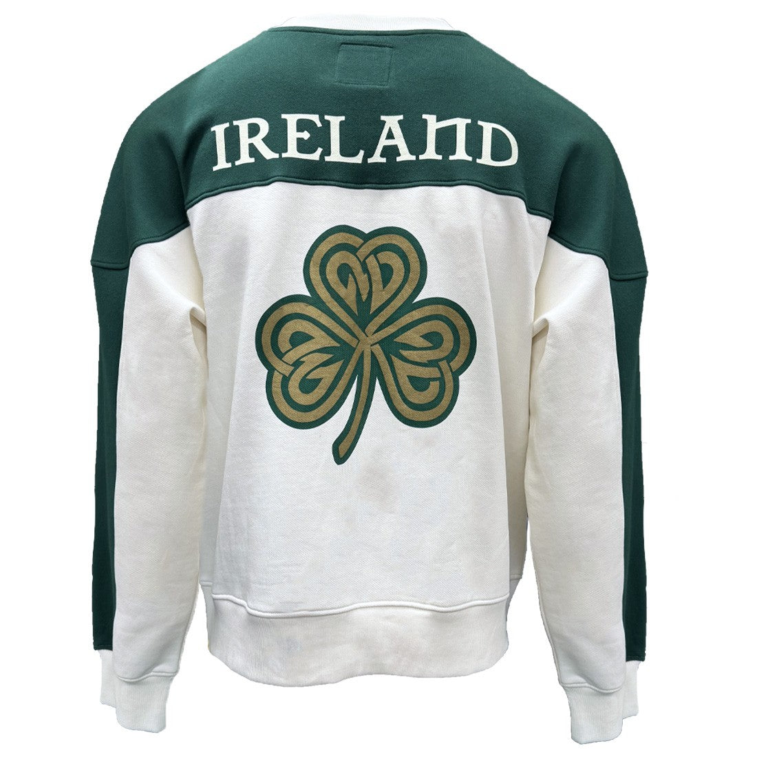 Ireland Crest V-Neck USA Top in Cream & Green
