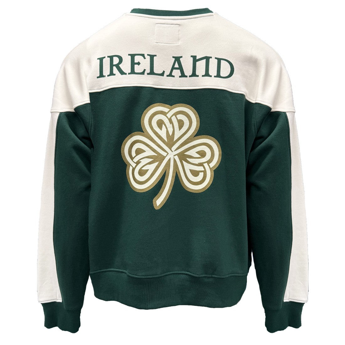 Ireland Crest V-Neck USA Top in Green & Cream