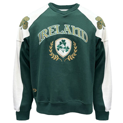 Ireland Crest V-Neck USA Top in Green & Cream