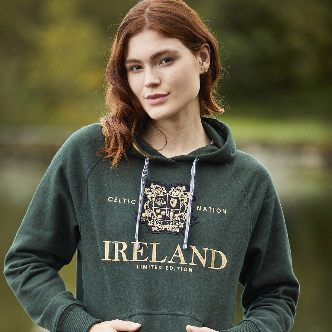 Ireland Emblem Hoodie in Bottle Green