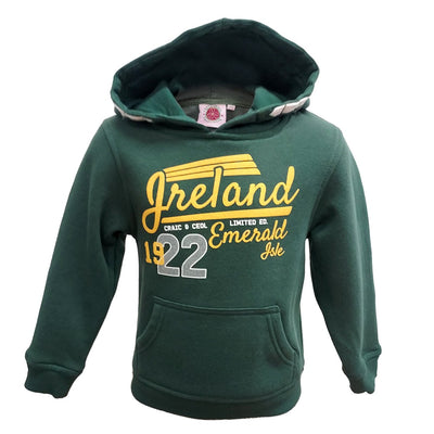 Ireland Emerald Isle 1922 Kids Hoodie in Bottle Green