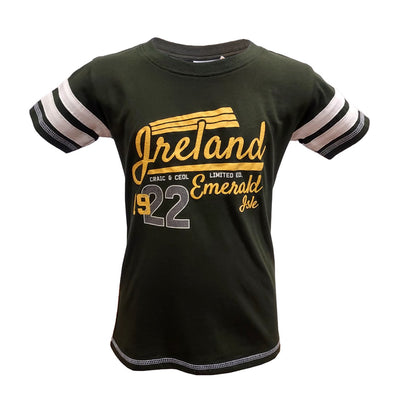 Ireland Emerald Isle 1922 Kids Tape T-shirt in Bottle Green & Cream