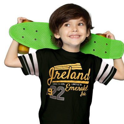 Ireland Emerald Isle 1922 Kids Tape T-shirt in Bottle Green & Cream