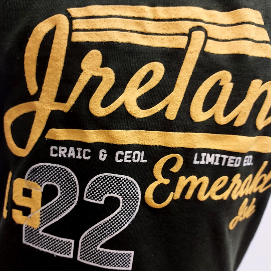 Ireland Emerald Isle 1922 Kids Tape T-shirt in Bottle Green & Cream