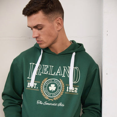 Ireland Emerald Isle Est. 1912 Hoodie in Bottle Green