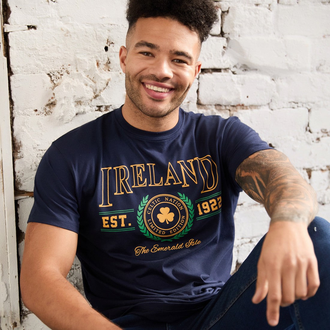 Ireland ‘Emerald Isle Est. 1922’ T-Shirt in Navy