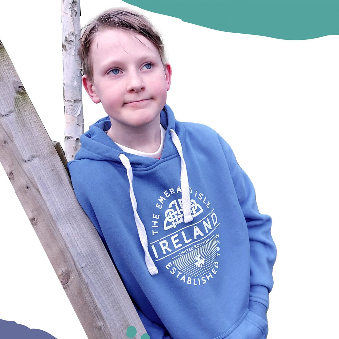 Ireland EST 1922 Kids Hoodie in Cornflour Blue