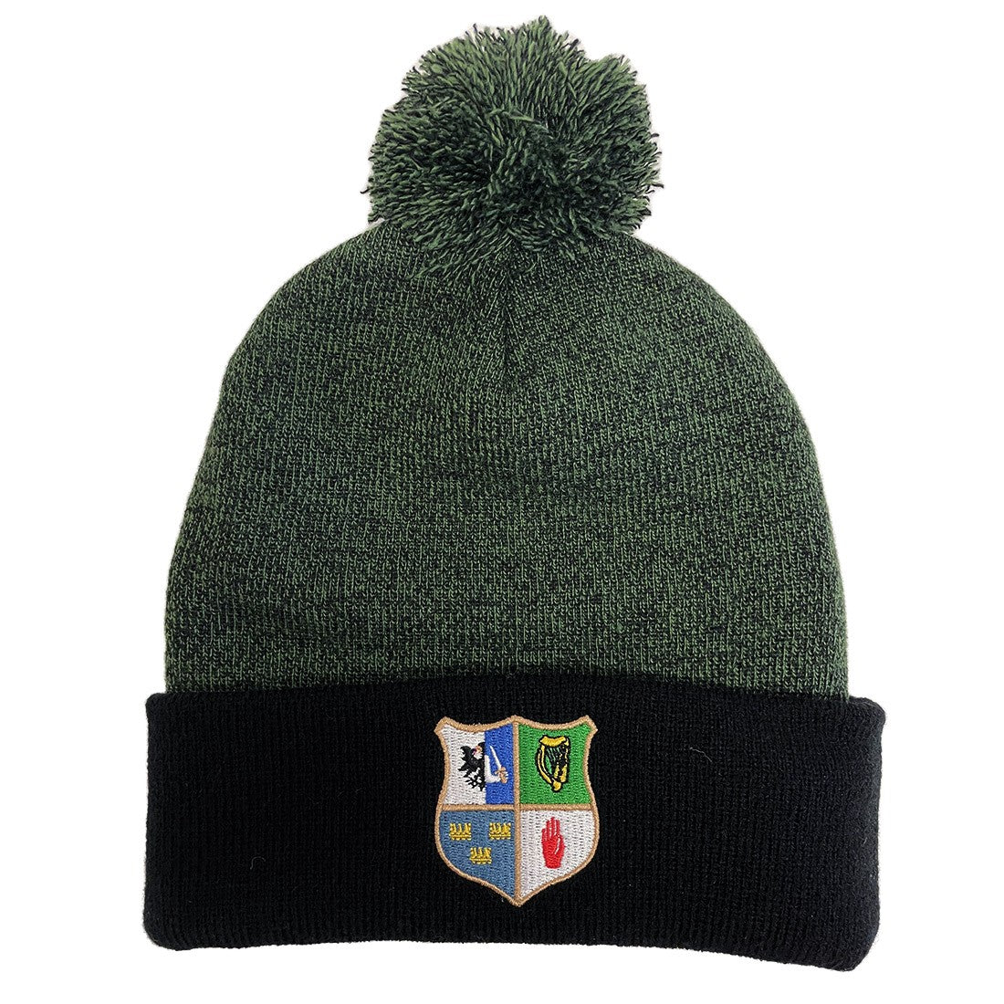 Ireland Four Provinces Grindle Bobble Hat in Bottle Green & Black