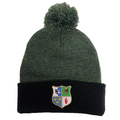 Ireland Four Provinces Grindle Bobble Hat in Bottle Green & Black