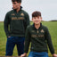 Ireland Gold Shamrock Kids 1/4 Zip Top in Bottle Green