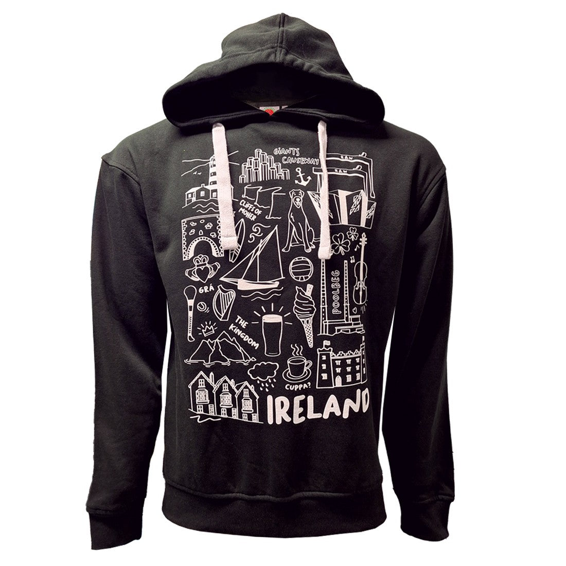 Ireland ‘Ireland Doodle’ Mens Hoodie in Black